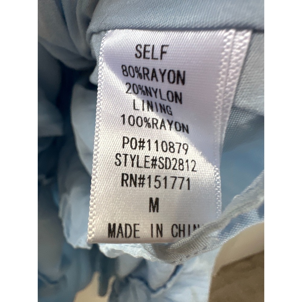 LE LIS Light Blue Smocked Puff Sleeve Midi Dress M Milkmaid Cottagecore Coquette - Picture 8 of 16